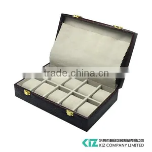 Portable Wooden Storage Watch Box Crocodile Leather thumbnail-2