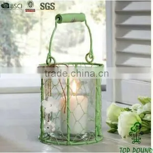 Decorative Wire Mesh and Glass Flower Pot thumbnail-6