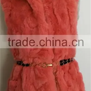 Rabbit Fur Jacket Raccoon Fur Collar Coat Outwear Garment Women Warm thumbnail-4