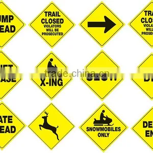 Yellow Plastic Reflective Sign 12" Snowmobile X-ING Dingfei Signs thumbnail-6