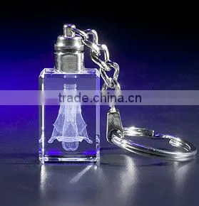Hot Sale Promotional 3d Laser Engraving Crystal Glass Led Keychain thumbnail-1