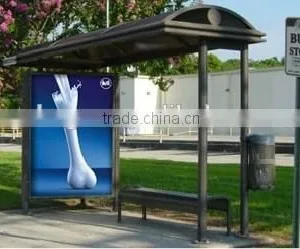 Aluminum & Stainless Steel Outdoor Economic Bus Stop Station With LED Light Box for Public Equipment thumbnail-1