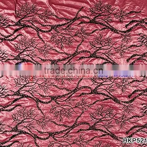 Lace Fabric/black Tree Geometry Plain Embroidery Fabric With Peachblow Basic Fabric From GZ Hongming thumbnail-2