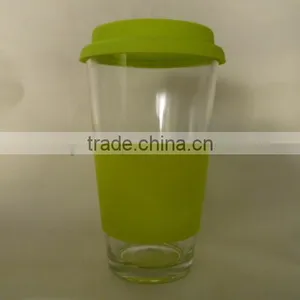 Glass Cup With Silicon Lid and Sleeve thumbnail-1