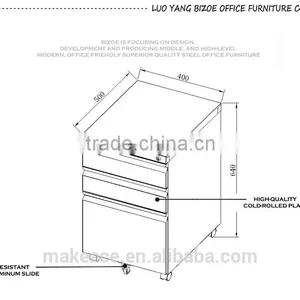 ODM &OEM Mobile Storage 3 Drawer Pedestal Filing Cabinet thumbnail-4