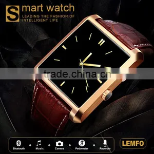 Fashion Waterproof Bluetooth 4.0 Smart Watch IPS Screen Smartwatch Wristwatch With Camera Sweatproof Leather Strap thumbnail-2