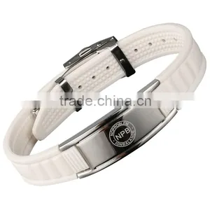 P036 Noproblem New Energy FDA Tourmaline Germanium Fashion Casual Stainless Steel Silicone Bracelet Charm Jewelry thumbnail-1