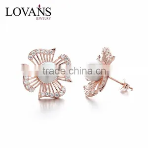 Pearl Jewelry Rose Gold Plated Earring for Women Daily Wear SEK004R thumbnail-1