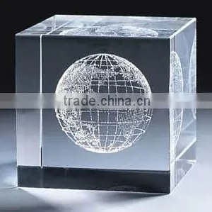 Factory Wholesale 3D Laser Engraved Crystal Cube thumbnail-1