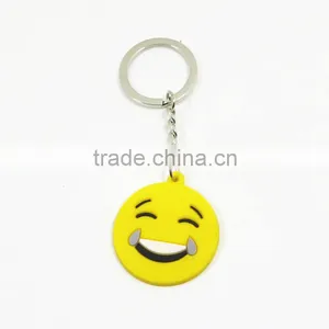 Wholesale Custom Keychain Soft Rubber Key Ring Funny Smile Face Roller Shaped Key Chain thumbnail-1