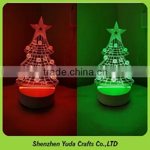 High Transparent Flat Packing Acrylic Small Night Light With Wooden Base thumbnail-3