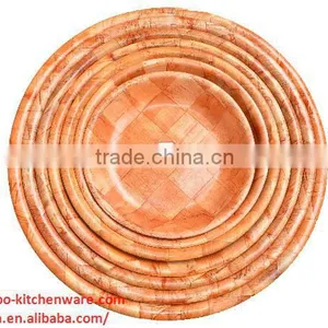 Big Woven Wooden Serving Teak Bowl thumbnail-1