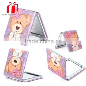 Promotional Makeup Pocket Pu Mirror,Round Cosmetic Mirror,Foldable Leather Mirror thumbnail-1
