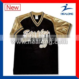 Shiny Gold Color Sleeves Quilted Softball Uniforms Wholesale thumbnail-1