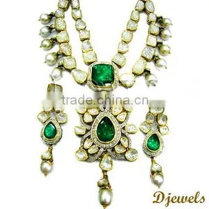 Kundan Polki Necklace Sets, Polki Meena Necklace Sets, Polki Jewelry thumbnail-1