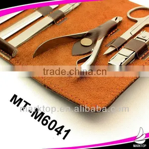 High End Stainless Still Leather Purse Size Manicure Set thumbnail-3