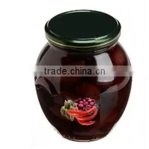 High Quality 100% Tunisian Table Olives,Purple Olives Broken With Cayenne Peppers and Capers, Purple Olives 370 ml Glass Jar thumbnail-2