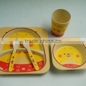 Green Best Selling Baby Bowl, Spoon Bowl Cup Bamboo Fiber Eco-friendly Baby Dinner Set thumbnail-1