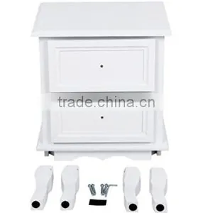 Set of Two Small Traditional Style Bedside Table in White thumbnail-6