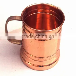 BPA FREE LONG MOSCOW MULE SOLID COPPER MUG WITH BRASS HANDLE thumbnail-2