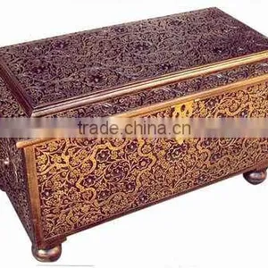 Large Size Through Wood Carving Treasure Chest Box thumbnail-1