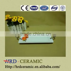 Rectangular Stock Ceramic White Plates With Handle (high/low) thumbnail-1