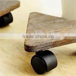 Modern Designwood Mat With Wheels for Your Flower Pot thumbnail-2