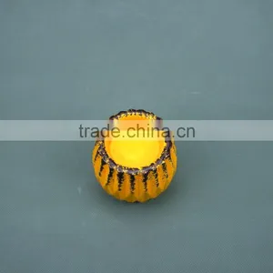 Home Decorative Yellow Glzaed Ceramic Tealight Candle Holders With Distressed Finish thumbnail-2