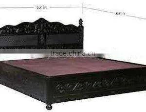 Espresso Walnut Finish Wooden Queen Size Bed With Storage thumbnail-2