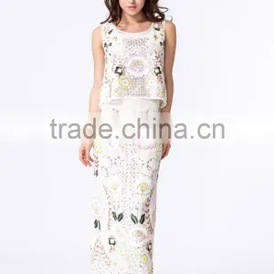 New Fashion Clothing Manufacturer Women Sequin Beaded Crop Top and Skirt thumbnail-2