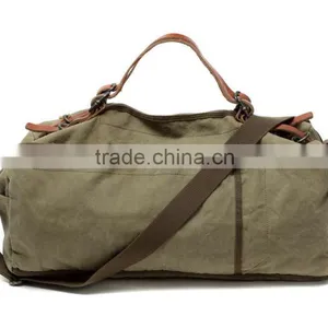 Unisex Vintage Casual Cotton Canvas Leather Haversack Shoulder Bag Travel Bag Weekend Bag Duffle Bag Travel Overnight Bag,For M thumbnail-2