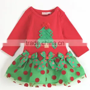 New Girls Christmas Dress Fashion Long Sleeve Girls Christmas Tree Red Dress Child Clothes thumbnail-1