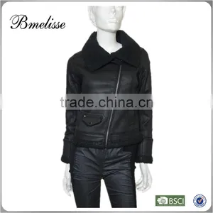 2014-2015 Wholesale Fashion Lady pu Leather Jacket Stylish Women's Black Leather Jacket thumbnail-1