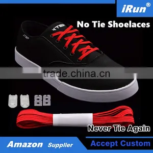 Red No Tie Elastic Laces For Children - Flat Elastic No Tie Shoelaces With Adjust Tension - Amazon/eBay Supplier thumbnail-1