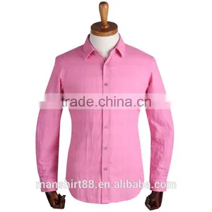 100% Cotton Pink Long Sleeve Casual Men Shirt thumbnail-1