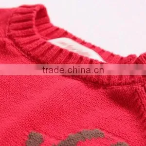 Popular Deer Deisgn Red Christmas Sweater Custom Knitting Patterns Christmas Pullover thumbnail-3