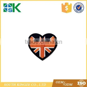 England Flag Black Heart Badge Patches Iron On Cloth Decoration Embroidered Patch DIY Appliques Accessory for Jacket thumbnail-1