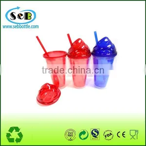 High Quality Summer Drinkware Wholesale Double Wall Plastic Tumbler With Straw Lid thumbnail-1