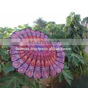 Indian Mandala Beach Round Boho Roundie Table Cover Beach Yoga Mat Wall Hanging Wholesaler / Home Textile / Tapestry thumbnail-1