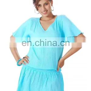 Cotton Hand Tie Dye V Neck Dress thumbnail-1