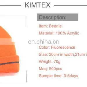 2017 New Design Fluorescence Winter Hat,Beanie With Reflective Stripe thumbnail-2