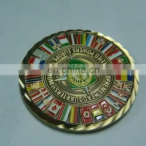 Hot Selling Wholesale Custom Antique Bronze Collection Diamond Edge, Double Side 3D 28 Country Flag Challenge Coin thumbnail-1