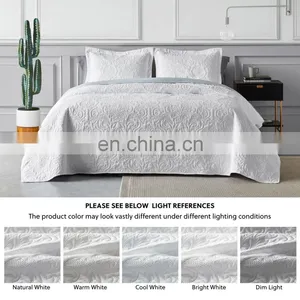 American Adult 3 Pcs Woven Plain Color Full King Size Bed Cover Quilt Bedspread Set thumbnail-4