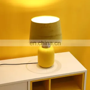 Japan Modern Matt Yellow Ceramic Base Custom Cheap Bedside Unique Desk Lamps for Hotel Home thumbnail-6