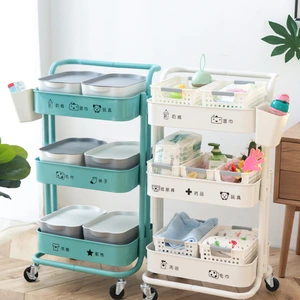 Stainless Steel Vegetable Trolley Household Carbon Steel Kitchen Cart With Baskets thumbnail-1