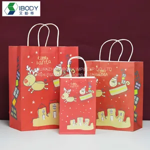 Wholesale Custom Logo Printing Recycled Reusable Food Takeaway Groceries Christmas Party Gift White Kraft Paper Bag thumbnail-3