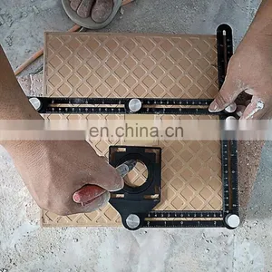 6 Folding Multi Angle Measuring Ruler Ceramic Tile Hole Positioning Ruler With Drill Guide Template Hole Punch Accessories thumbnail-3