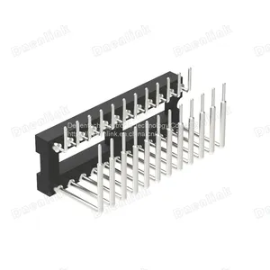 Dnenlink 2.54mm IC Socket Machined Round Pin Female Header H3.00mm Dual Row Right Angle thumbnail-1