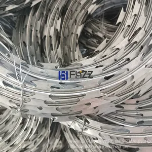 Heavy Galvanized Razor Blades Type BTO-30 DIA 305MM Concertina Razor Wire Unclipped thumbnail-3