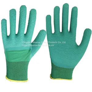 13Gauge Polyester Liner Wave Crinkle Latex Half Coated Gloves Latex 3/4 Coated Working Gloves Rubber Coated Gloves thumbnail-1